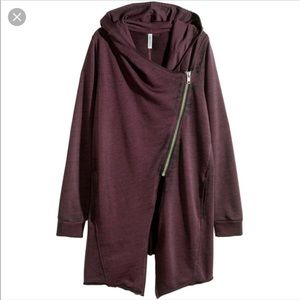 H&M diagonal zip cardigan hoodie
